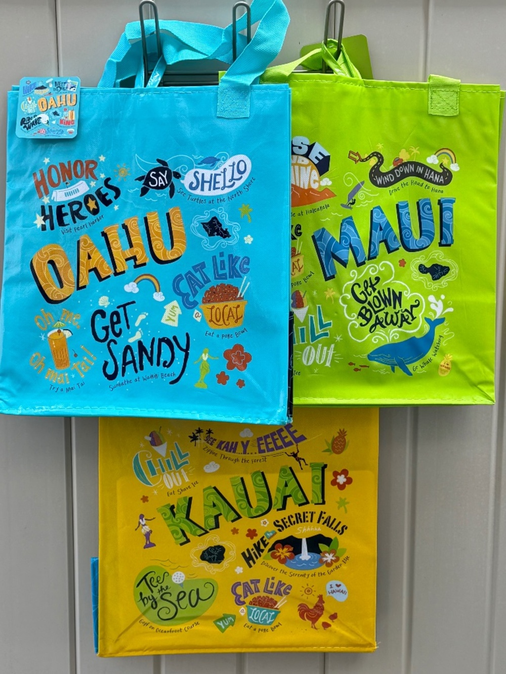 💥 Lot of 3 Foodland Hawaii Exclusive Island Series Reusable Bags Oahu Maui Kaua